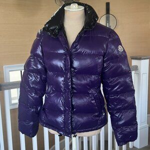 Moncler eggplant puffer jacket